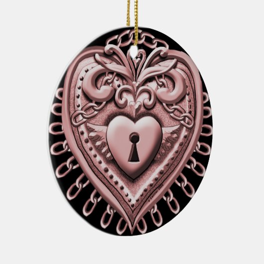 Red Heart Lock-ornament Keramisch Ornament (Rechts)