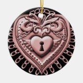 Red Heart Lock-ornament Keramisch Ornament (Voorkant)