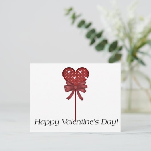 Red Heart Lollipop Happy Valentine's Day Briefkaar Feestdagenkaart (Staand voorkant)