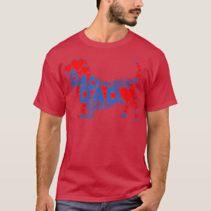 Red Heart Love Blue Dad Basset Hond Father T-shirt