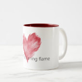 Red Heart Love Burning Flame Tweekleurige Koffiemok (Voorkant rechts)