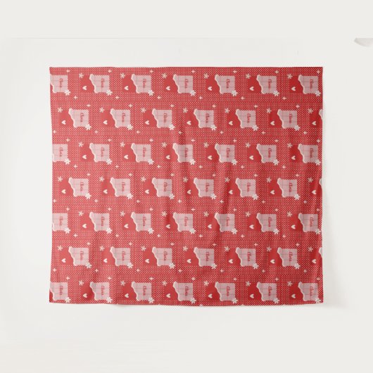 red heart love design Tapestry Wandkleed (Voorkant (horizontaal))
