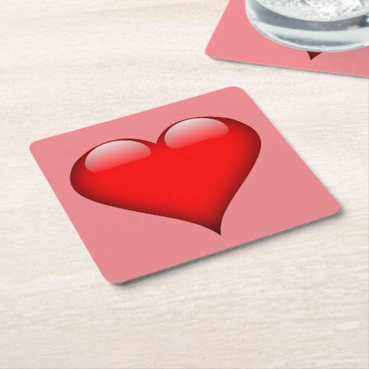 Red Heart Love Kartonnen Onderzetters (Schuin)