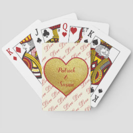 Red Heart Love Naam Elegant Modern Valentijnsdag Pokerkaarten
