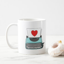 Red Heart Love Note  Typewriter Valentijns Koffiemok
