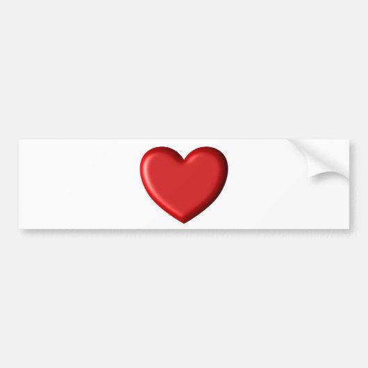 Red Heart Love Romantic Puffy Heart 3D Bumpersticker (Voorkant)
