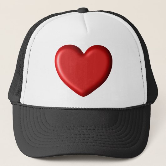 Red Heart Love Romantic Puffy Heart 3D Trucker Pet (Voorkant)
