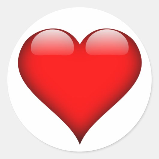Red Heart Love Ronde Sticker (Voorkant)