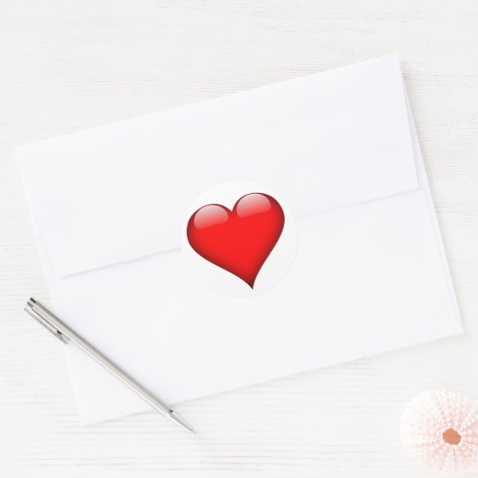 Red Heart Love Ronde Sticker (Envelop)