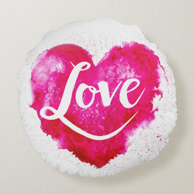 Red Heart Love Round Pillow Rond Kussen (Achterkant)