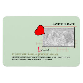 Red Heart Love Save the Date Photo Magneet