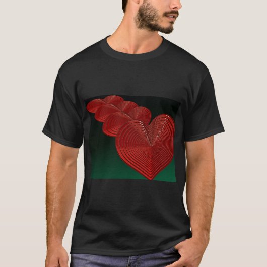 Red Heart Love T-shirt op gedurfde achtergrond (Voorkant)