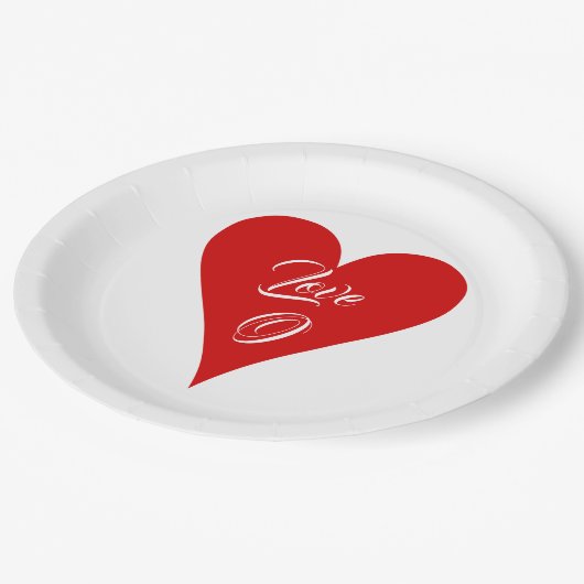 Red Heart Love Valentine's Day Name & Monogram Papieren Bordje (Gekanteld)