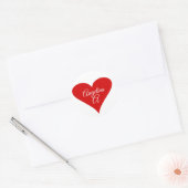 Red Heart Love Valentine's Day Name & Monogram Ronde Sticker (Envelop)