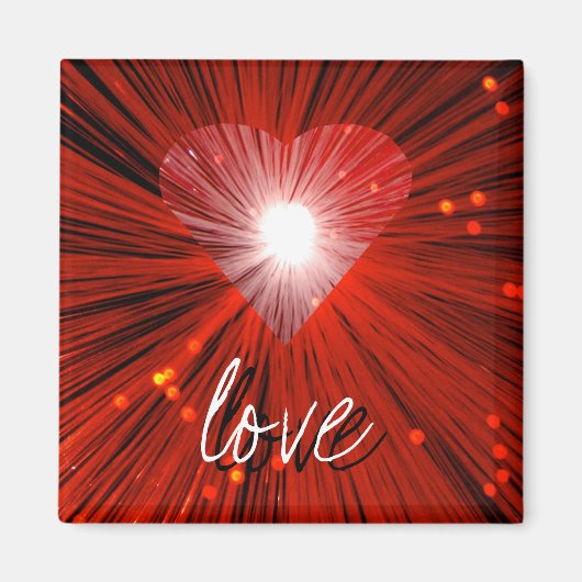 Red Heart 'love' vierkant fridge magnet (Voorkant)