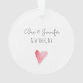 Red Heart Love Waterverf Art Sweet Couple NAMEN Ornament (achterkant)