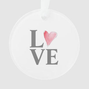 Red Heart Love Waterverf Art Sweet Couple NAMEN Ornament