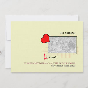 Red Heart Love Weddenfoto Kaart