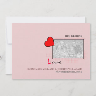 Red Heart Love Weddenfoto Kaart