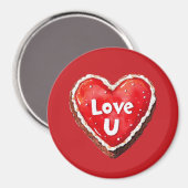 Red Heart Love You Cookie Magneet (Voorkant / Achterkant)