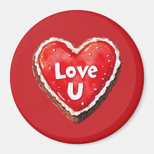 Red Heart Love You Cookie Magneet (Voorkant)