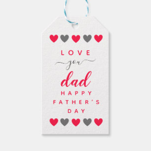 Red Heart Love You Dad Simple Gift Label Cadeaulabel