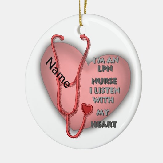 Red Heart LPN verpleegster Keramisch Ornament (Links)