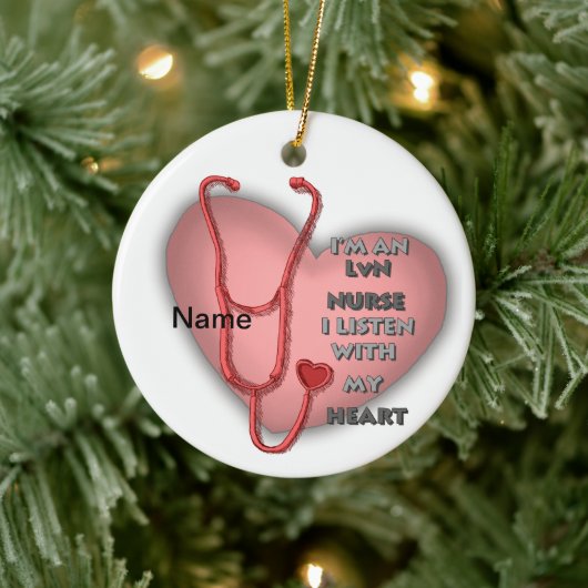Red Heart LVN Nurse Keramisch Ornament (Boom)