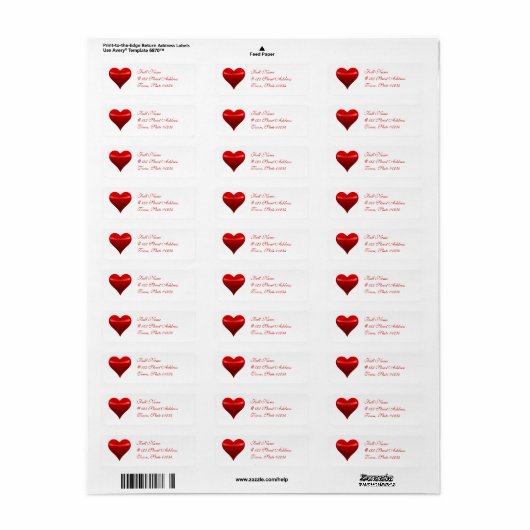 Red Heart Mailing Label (Full Sheet)