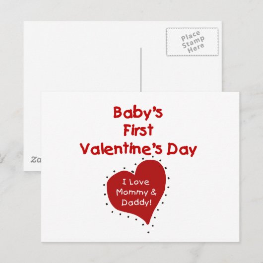 Red Heart mama en papa Valentijn Feestdagenkaart (Voorkant / Achterkant)