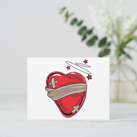 Red Heart Mending Broken Hearts Love Briefkaart (Staand voorkant)