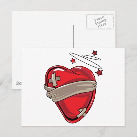 Red Heart Mending Broken Hearts Love Briefkaart (Voorkant / Achterkant)