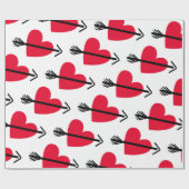 Red Heart met Arrow-Valentijnsdag Cadeaupapier (Vlak)