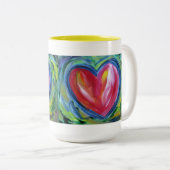 Red Heart met Hope Art Custom Coffee Cups Tweekleurige Koffiemok (Voorkant rechts)