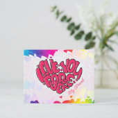 Red Heart met word Love You Forever Valentijns Briefkaart (Staand voorkant)