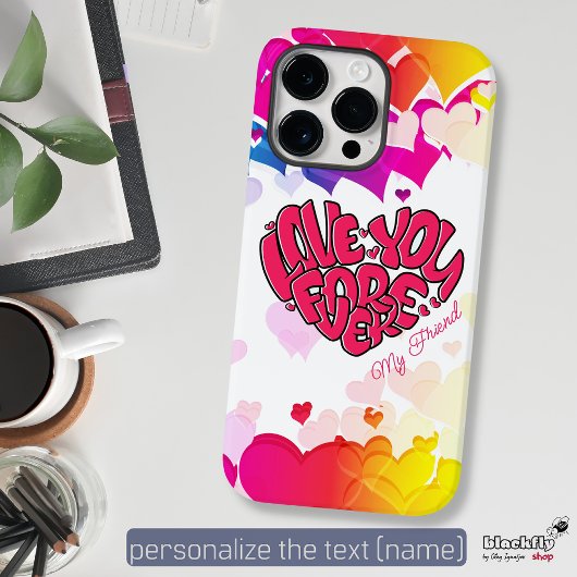 Red Heart met word Love You Forever Valentijns Case-Mate iPhone Case