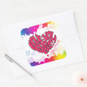 Red Heart met word Love You Forever Valentijns Vierkante Sticker (Envelop)
