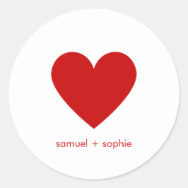 Red Heart Minimalist Eenvoudige aangepaste moderne Ronde Sticker
