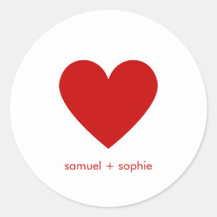Red Heart Minimalist Eenvoudige aangepaste moderne Ronde Sticker