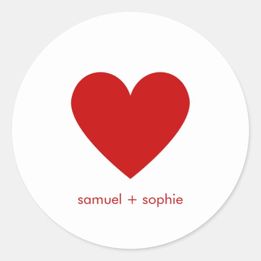 Red Heart Minimalist Eenvoudige aangepaste moderne Ronde Sticker (Voorkant)
