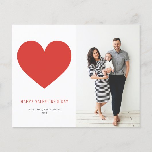 Red Heart Minimalist Happy Valentine's Day Card (Voorkant)
