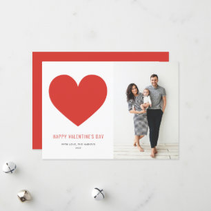 Red Heart minimalist Happy Valentine's Day Feestdagenkaart