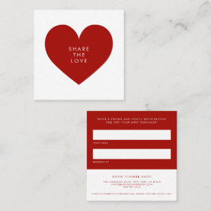 Red Heart Minimalist Share the Love Business Aanbevelingskaartje