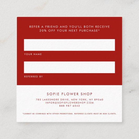 Red Heart Minimalist Share the Love Business Aanbevelingskaartje (Achterkant)