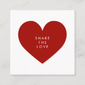 Red Heart Minimalist Share the Love Business Aanbevelingskaartje (Voorkant)
