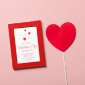 Red Heart Minimalist Valentijnsdag Party Kaart