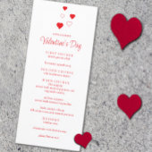 Red Heart Minimalist Valentijnsdag Party Menu