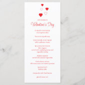 Red Heart Minimalist Valentijnsdag Party Menu (Voorkant)
