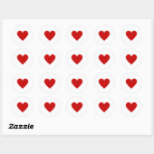Red Heart Modern Elegante Eenvoudige Valentijn Ronde Sticker (Vel)