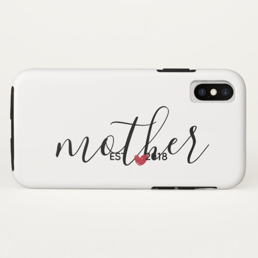 Red Heart Moeder gevestigd jaar Cadeau Case-Mate iPhone Case (Achterkant (horizontaal))